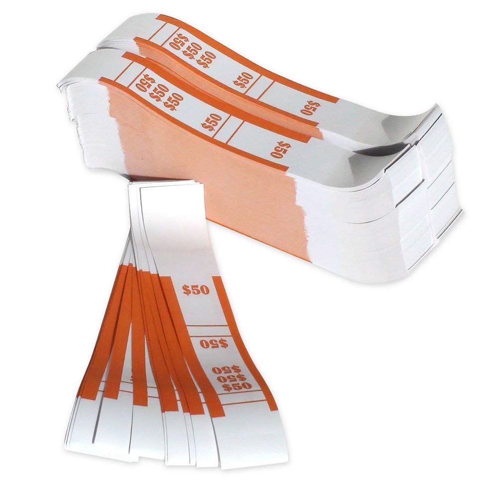 The Coin-Tainer Co.$50 Currency Band, Orange, (Pack of 3000 Count) (400050)