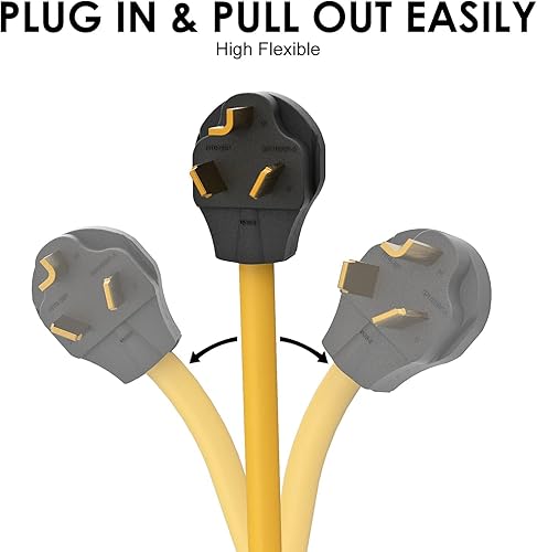 Vista 7 de Adaptador de secadora de 4 a 3 clavijas apto para alquiler de 1.5 pies y 30 amperios con cable de tierra verde NEMA 10-30P macho a 14-30R hembra