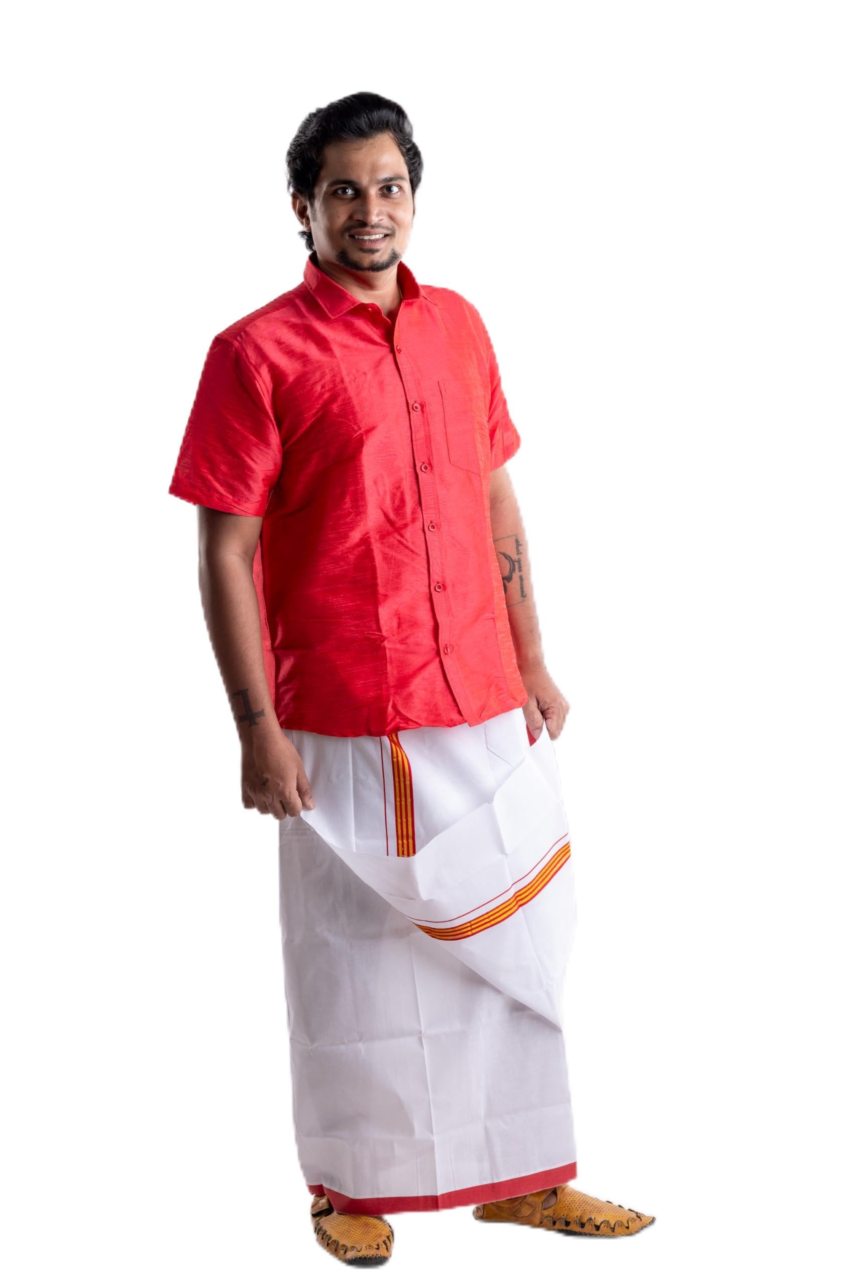 ethazh Men’s Cotton Half Sleeve Shirt and Dhoti Set Perfect for Festivals, Parties, and Everyday Wear…-picture-30