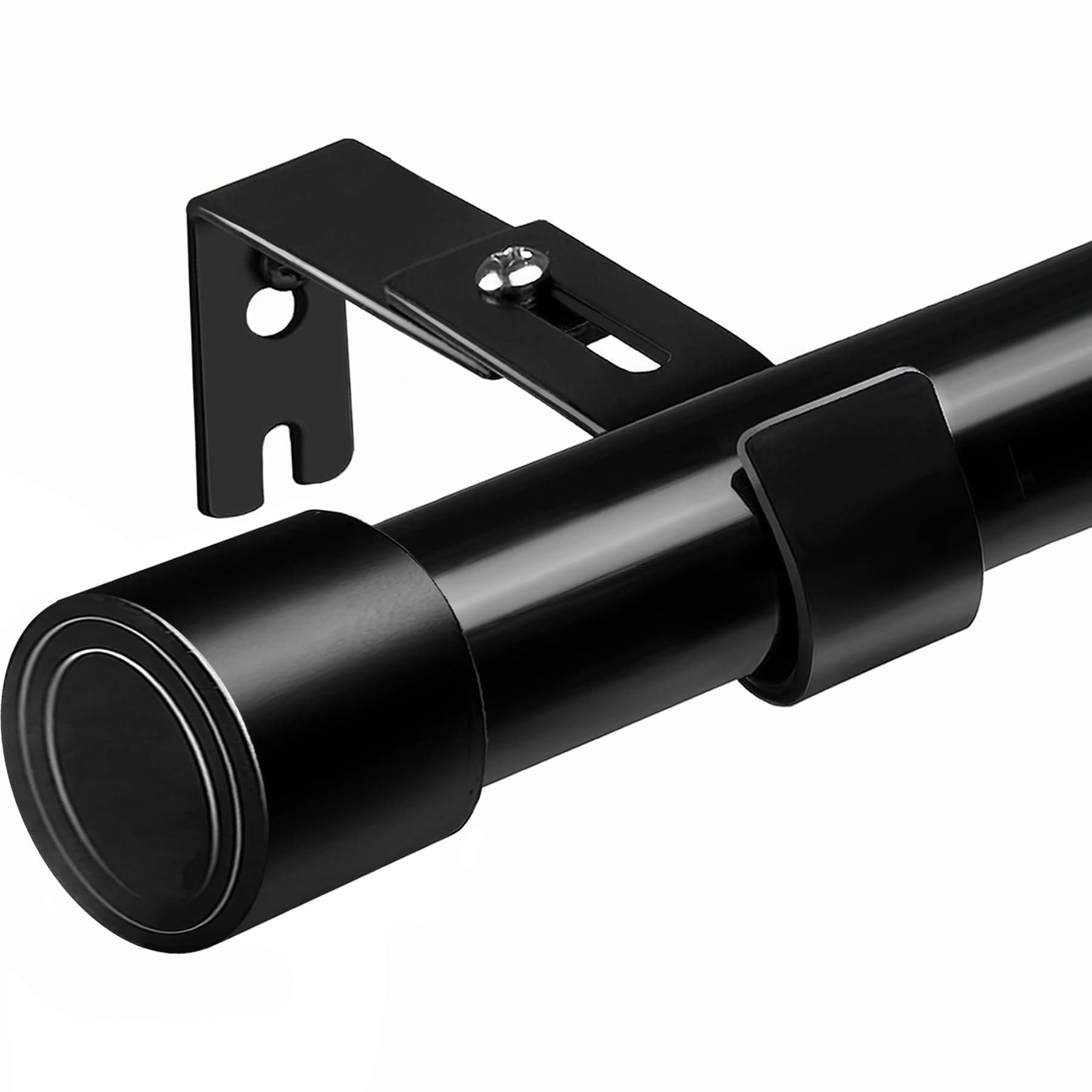 Curtain Poles Black Curtain Rods Single Curtain Pole with Bracket for Living Room Bedroom Windows Door(84-125CM Φ25mm)