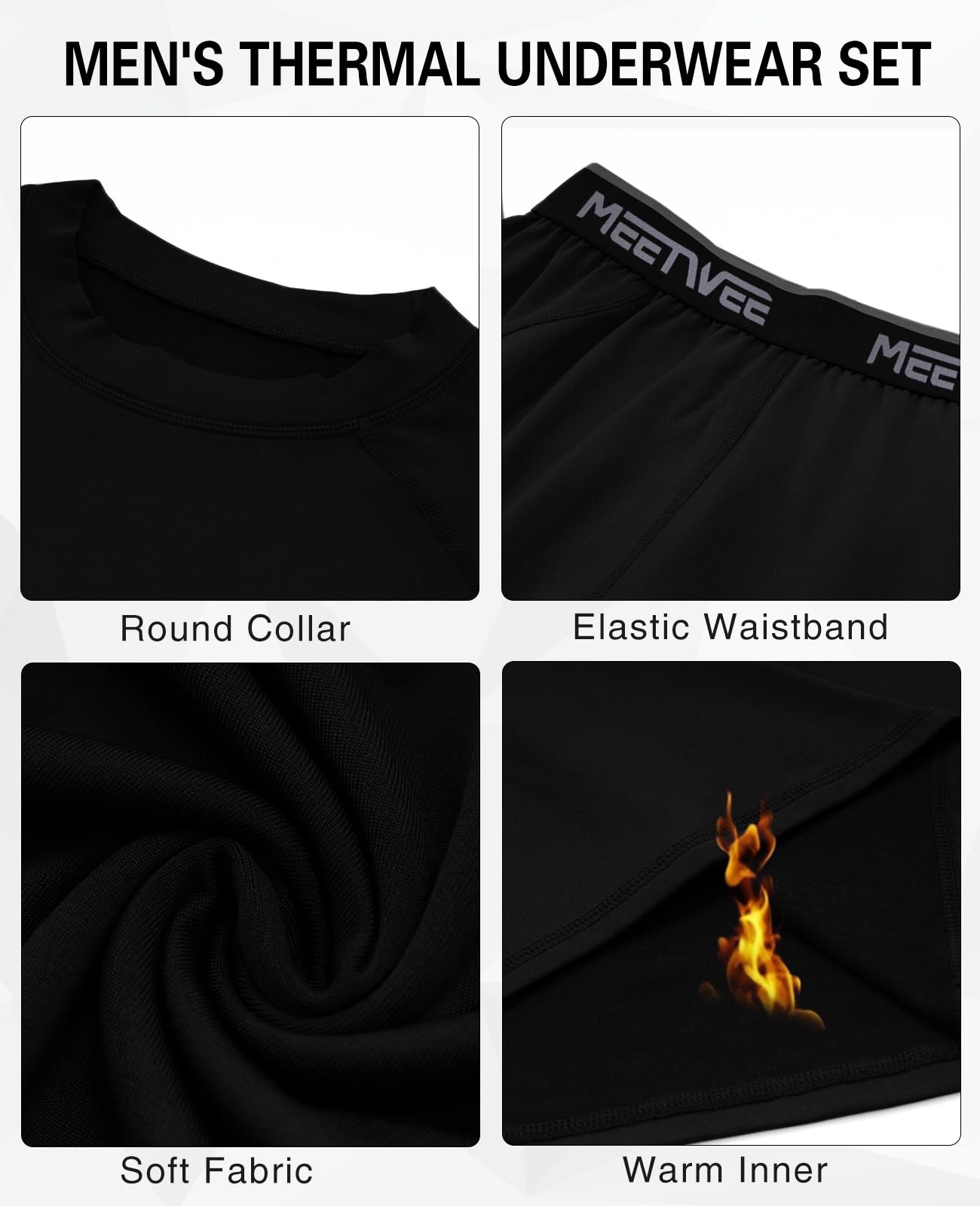 MEETWEE Ropa Interior Térmica Hombre Conjuntos Térmicos para Hombre Camiseta Térmica Hombre Deportes Al Aire Libre Masculinos en Otoño e Invierno, Esquí, Ropa Interior térmica para Correr