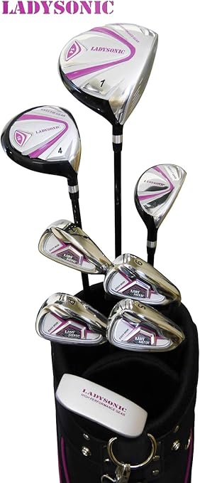 Amazon これからゴルフを始める方にも レディースゴルフセット セット内容 ウッド2本 1w 4w Ut 22 アイアン4本 7i 9i Pw Sw パター キャディバック ヘッドカバー3個 1w 4w Ut Lady Sonic レディーソニック クラブセット