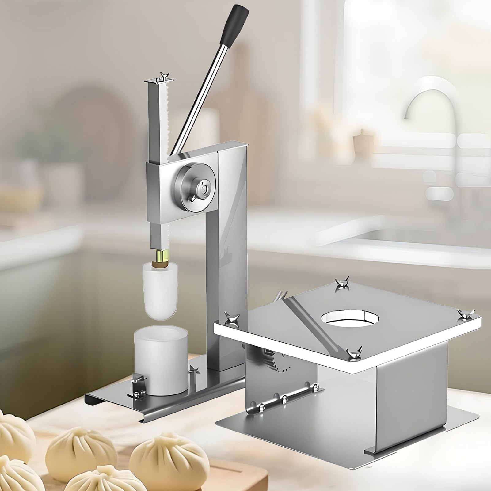 EpyGnom Baozi Maker, Semi-Automatic Bun Making Machine, Stainless Steel Chinese Bao Making Mold, 400-500buns/H, Dough Press Machine for Cooking Delicious Baozi Medium