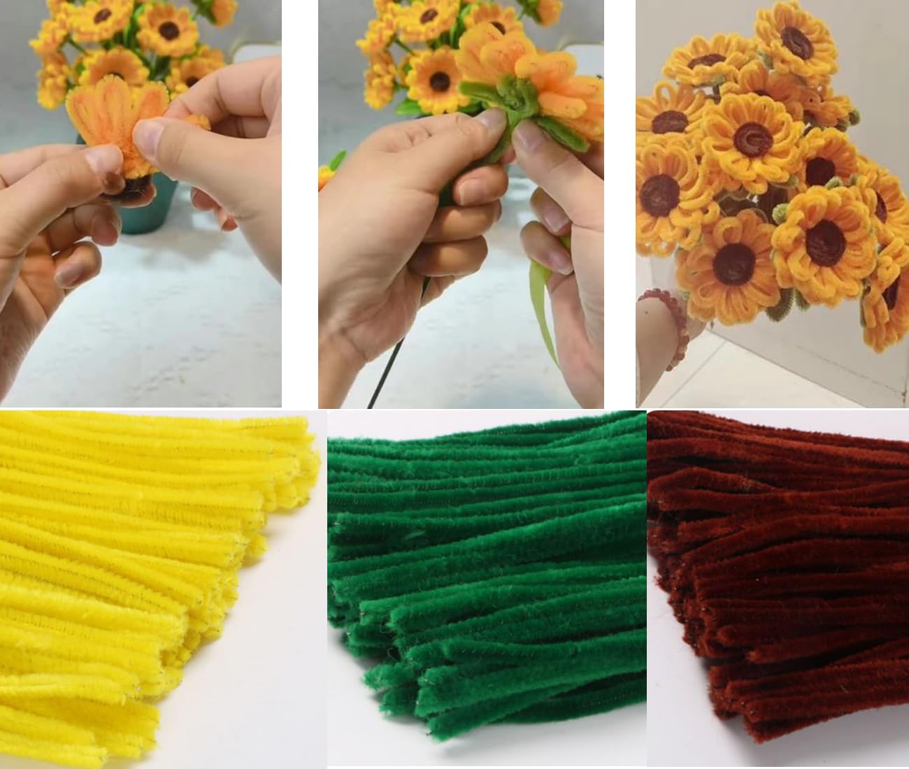 Lot De 300 Cure-pipes épais - Fournitures D'artisanat - Jaune, Vert