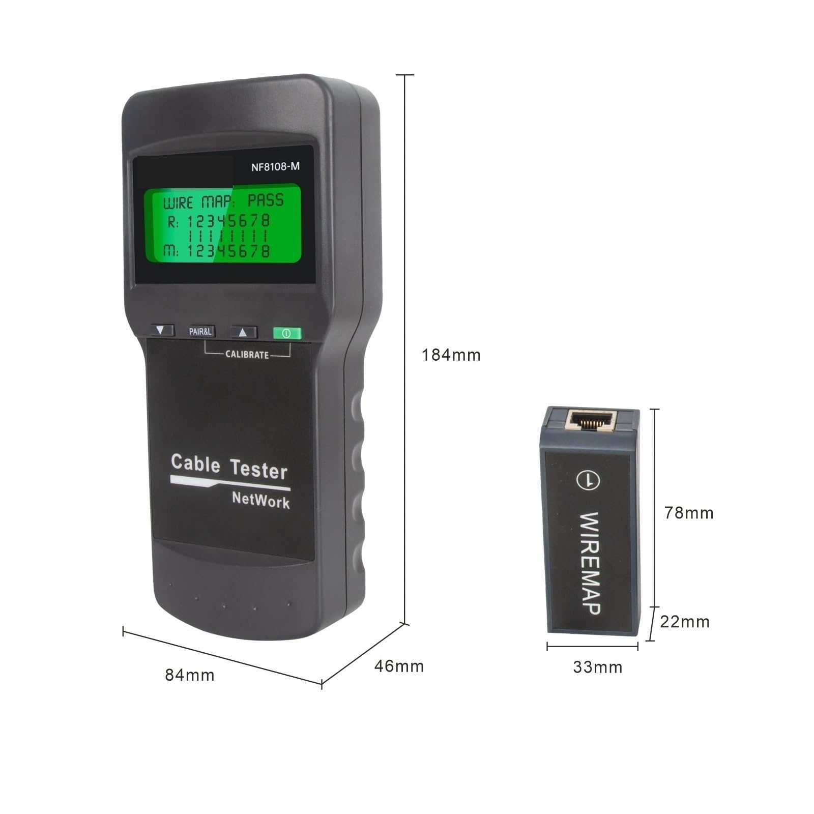 Analizator sieci Tester kabli sieciowych NF-8108M z wyświetlaczem LCD Pomiar długości Narzędzie do śledzenia Wielofunkcyjny tester do diagnostyki kabli sieciowych