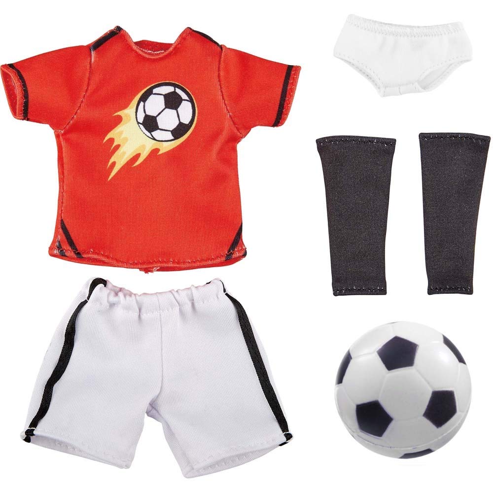 Kruseling Doll Accessories Soccer Outfit Set - Includes Jersey, Shorts, Shin Guards, and Ball - Fits 9" Kruseling Poseable Dolls