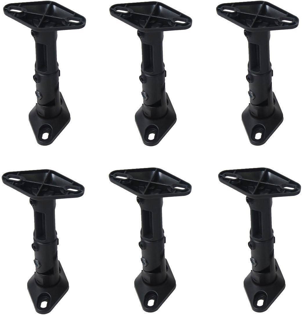VideoSecu 6 Black Universal Satellite Studio Speaker Mounts/Brackets for Walls and Ceilings 1UP (Black, 6 Pack)
