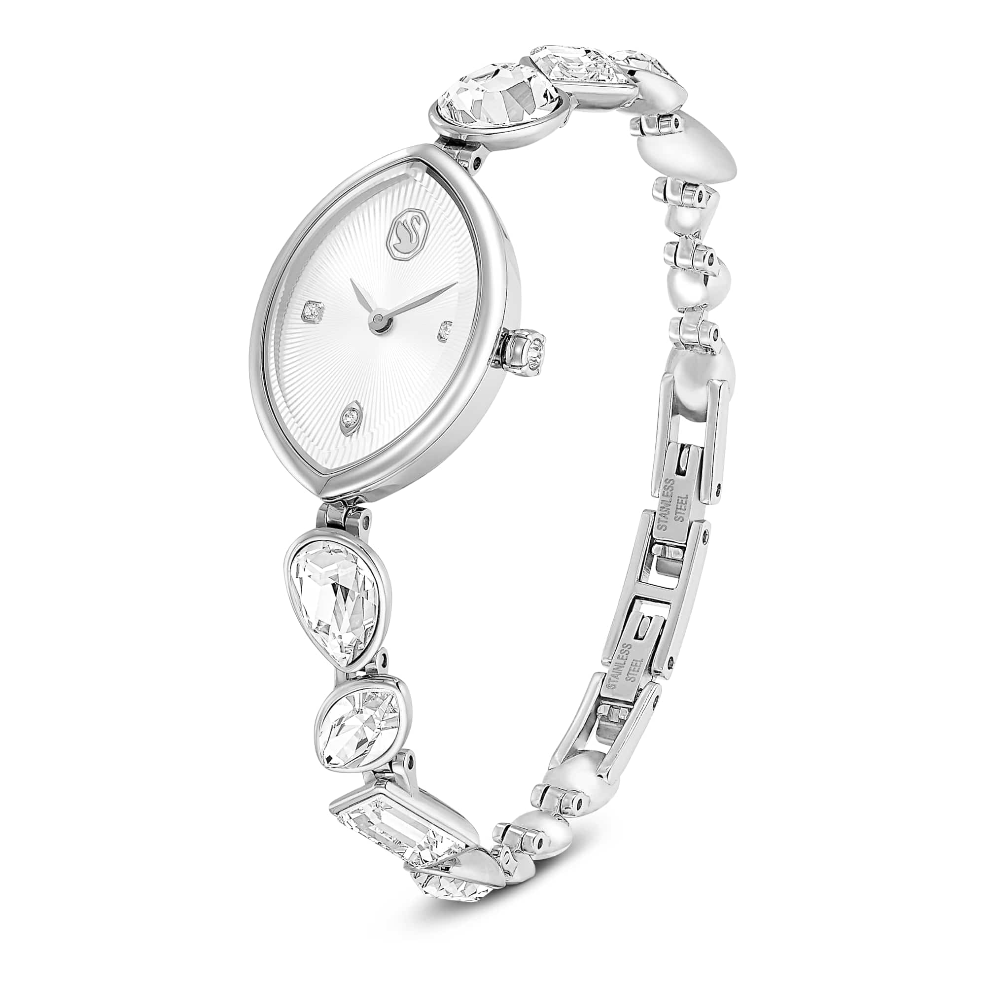 Swarovski Reloj Gema, Pulsera de Cristal, Tono Plateado, Acero Inoxidable