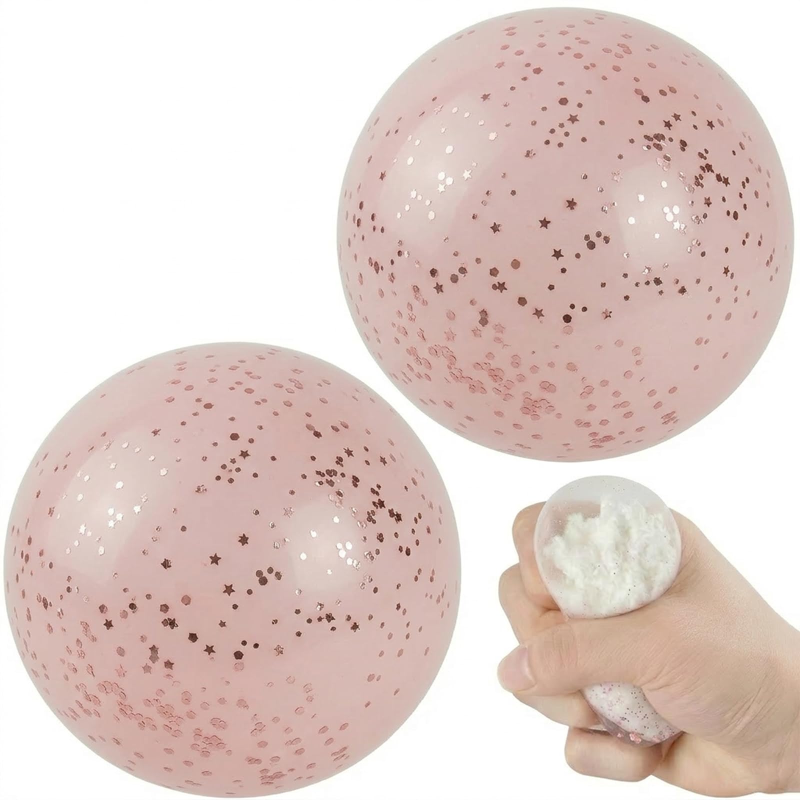2 PCS Snowball Squishy, Squishies, Two Snowball shaped Squishy Decor in Pink , Charming Decor for Home and Office, For Squishies Lovers and Those Who Adore Colorful Decor, Pink