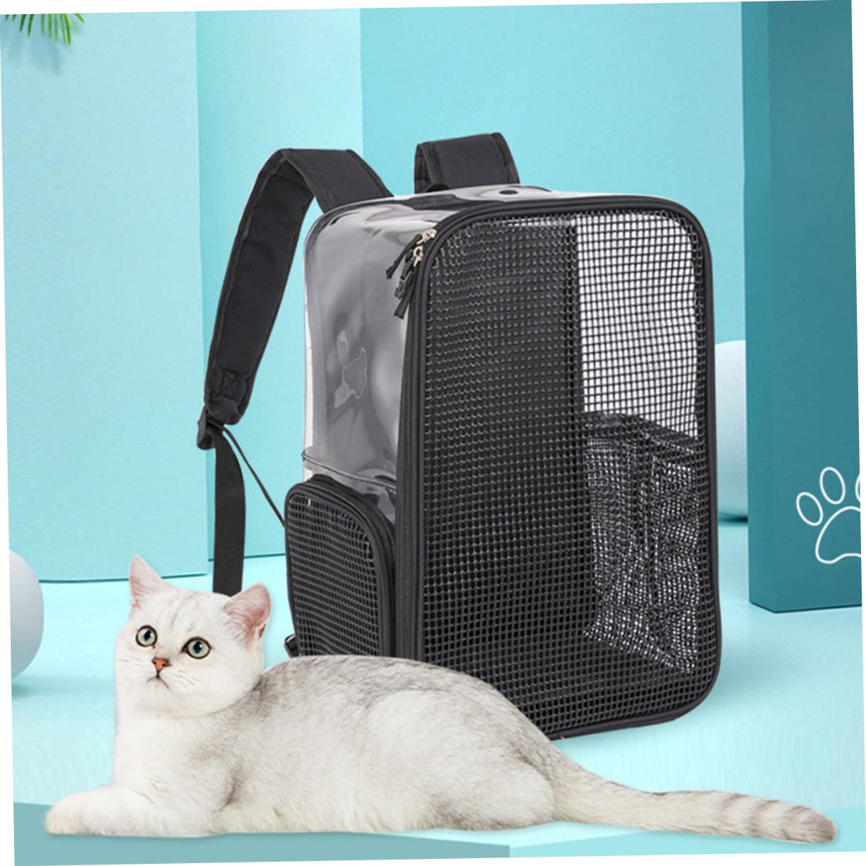 Borsa Trasporto Gatto Traspirante e Comoda, Oxford Nera | Grande Capacità, per Hiking e Viaggi, Design a Tracolla per Spostamenti Pratici