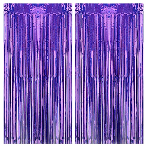 Lot de 2 rideaux à franges métalliques à paillettes pour décoration d'Halloween, fête d'anniversaire, carnaval, Noël, 1 m x 2,5 m Cover