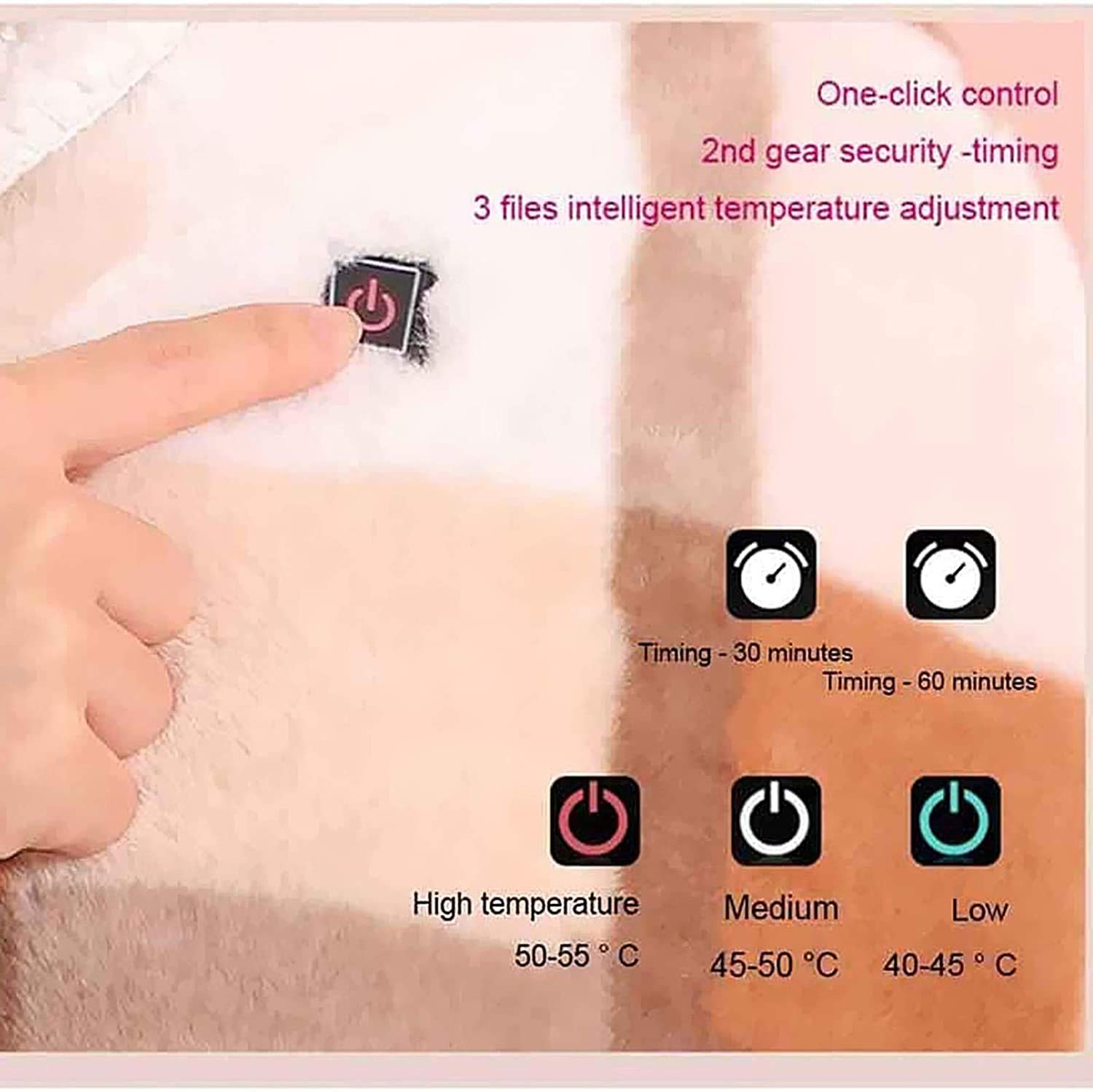 Coperta Elettrica Usb, Coperta Elettrica Getta con 3 Impostazioni Di Riscaldamento, Pad Riscaldante Caldo Lavabile per Sedia da Ufficio Auto, Viola, Fodere per Letto 170X70 cm