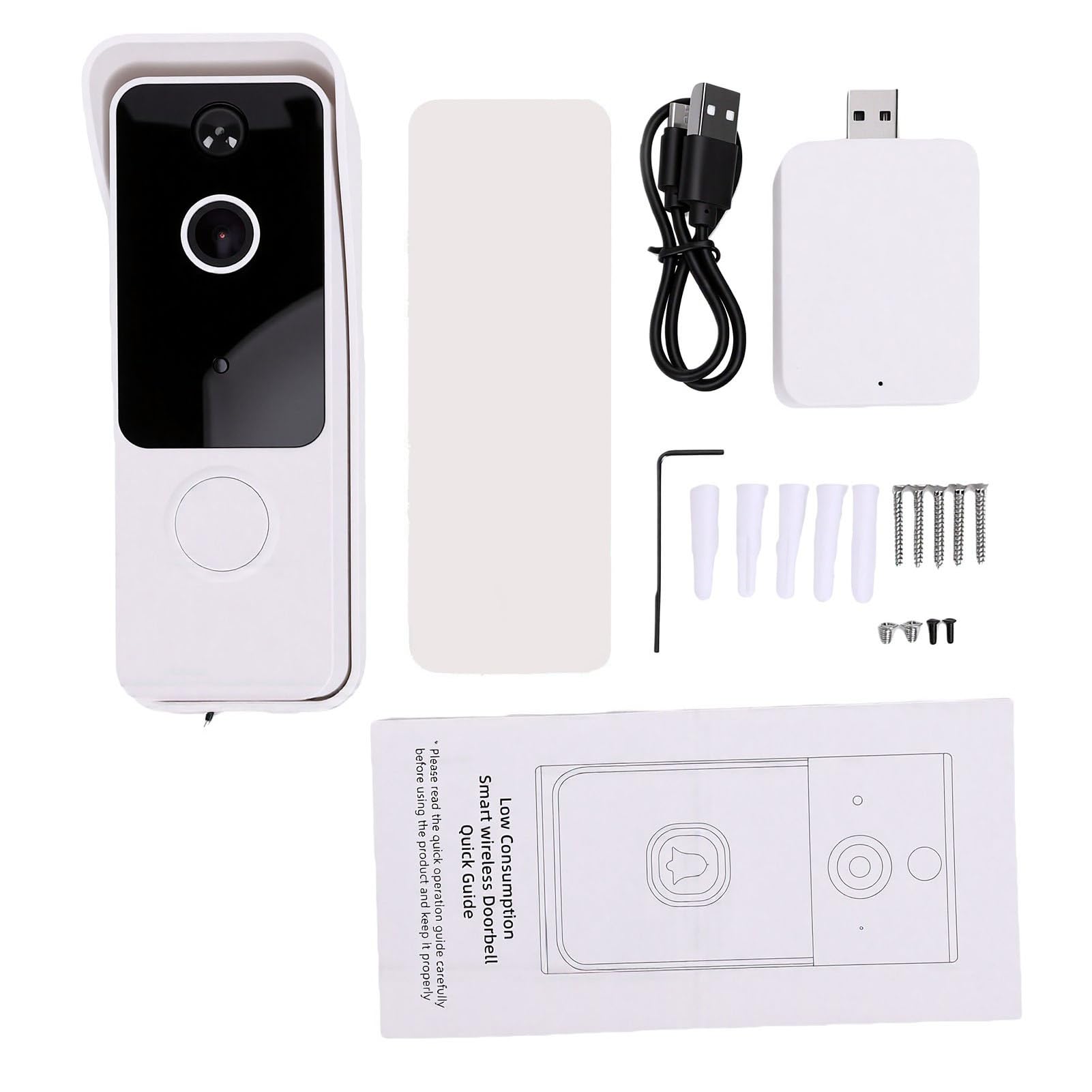 Luocute Timbre con Vídeo Inteligente, 1080P HD Gran Angular de 160°, Detección de Movimiento AI, Audio Bidireccional, Visión Nocturna, con Batería o Alimentación por Cable, para