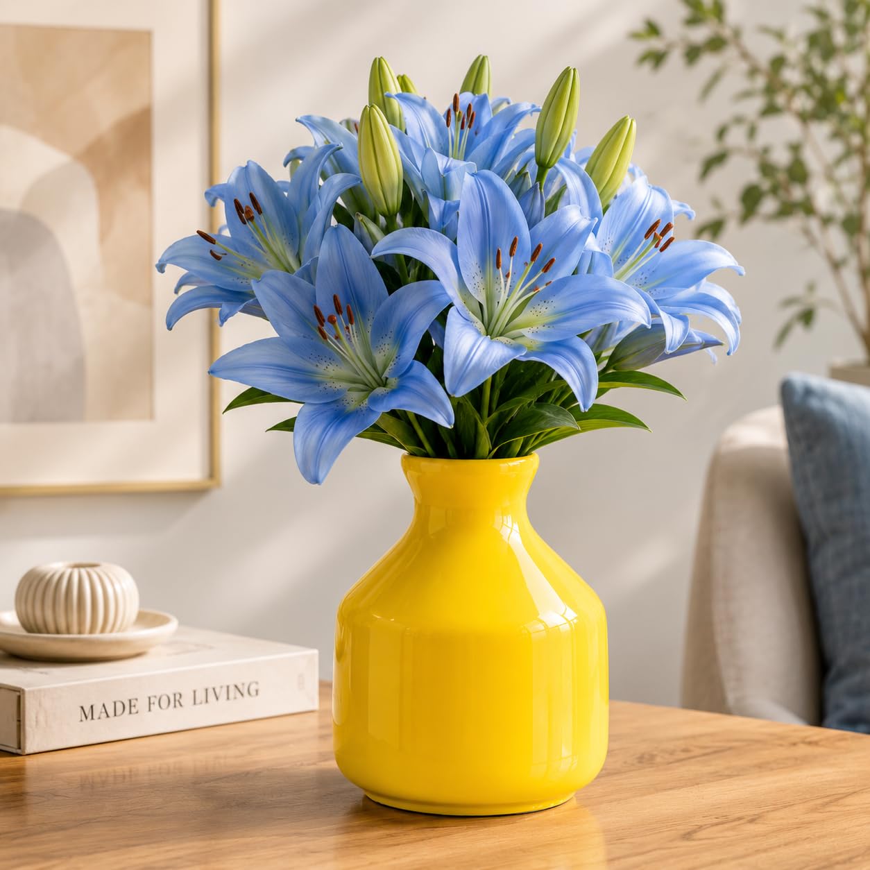 Pure Source India Ceramic Decorative Flower Vase/Pot for Living Room, Home Decor Without Flowers (Yellow) (3.5 inch)-image-41