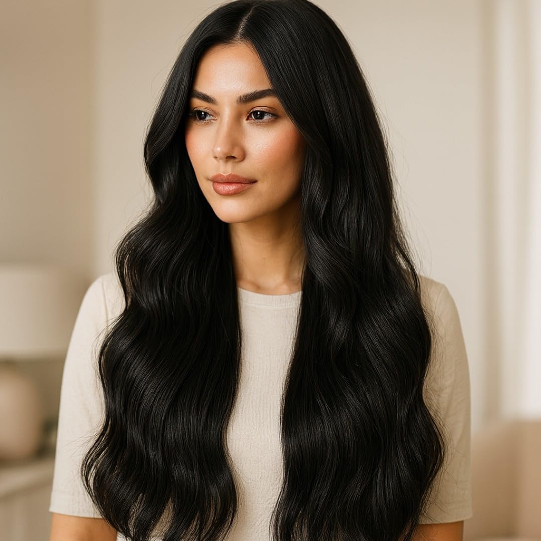 Schwarz (1) - Bonding Extensions 60cm, Flat-Tip, Premium Echthaar, Remy Hair, Double Drawn,