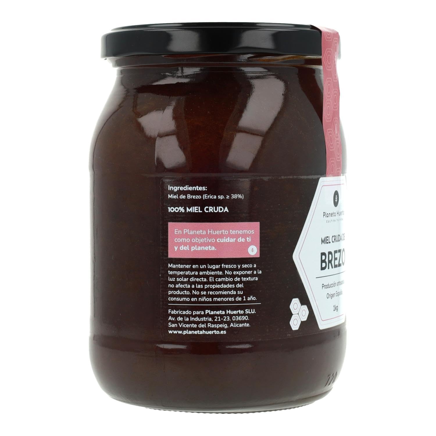Miel Cruda de Brezo 1 Kg 100% Natural - PLANETA HUERTO, Sin Filtrar, Origen España