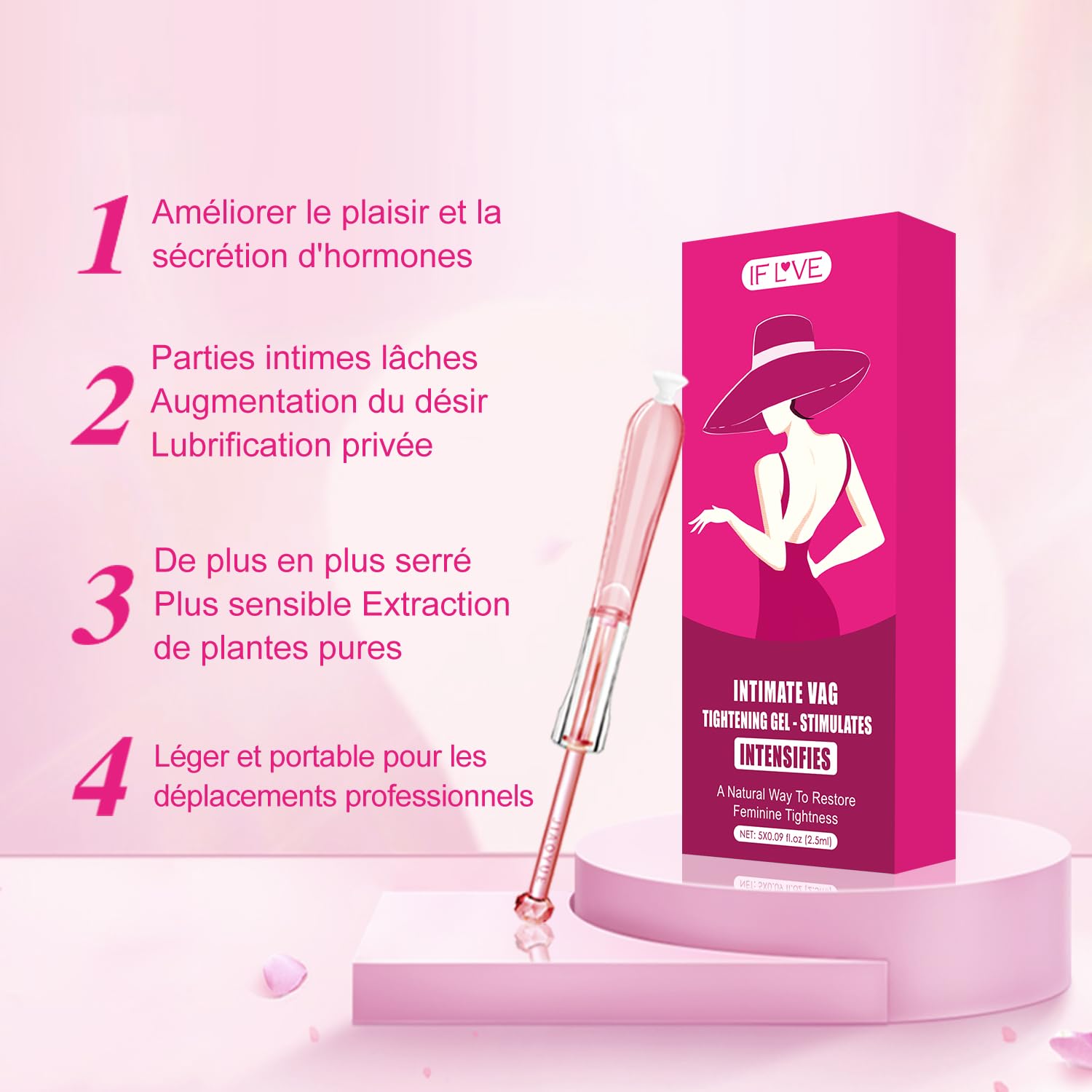 Gel raffermissant intime - Un gel raffermissant intime naturellement formulé qui améliore l'élasticité du vagin et restaure le confort et la fermeté de la zone intime - 5PCS