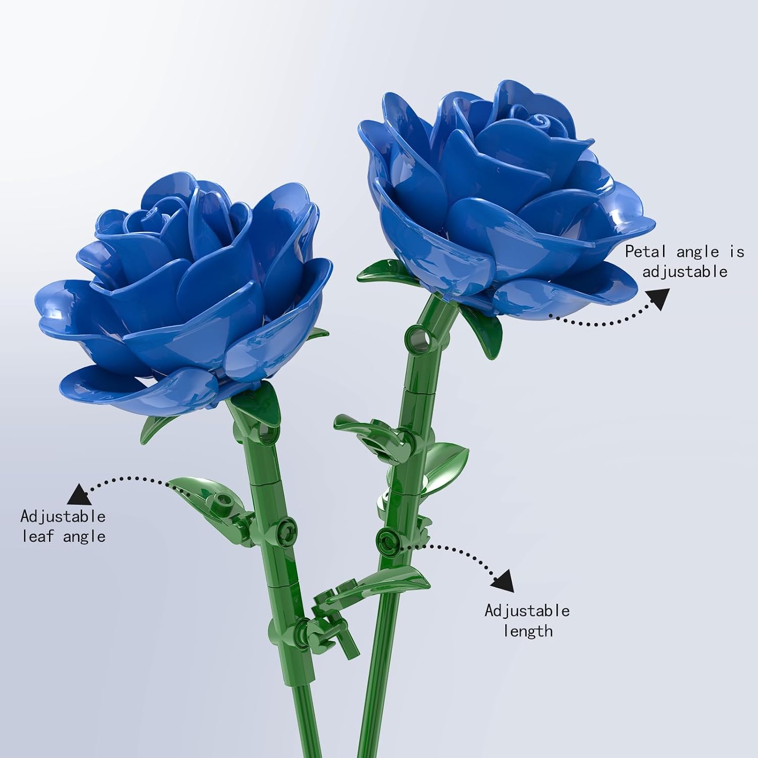 Blue Rose Bouquet Building Set, Blooming Rose Flower Kit for Women and Adults, Artificial Eternal Rose for Home Decor Display, Creative Gift for Her