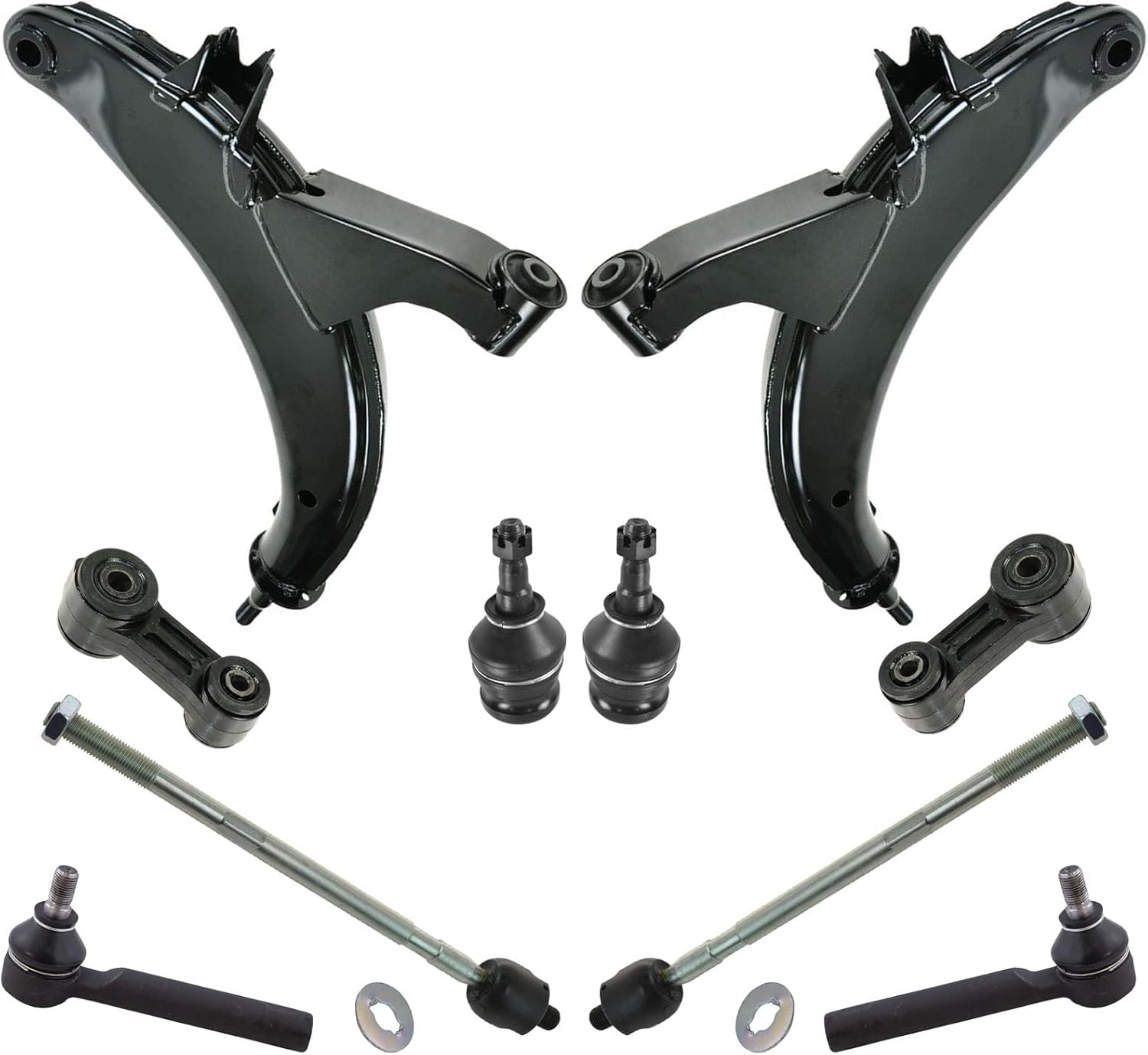 TRQ Front Steering and Suspension Kit Tie Rods Control Arms Ball Joints Sway Bar Links Compatible with 1998-2002 Subaru Forester 1997-2001 Impreza