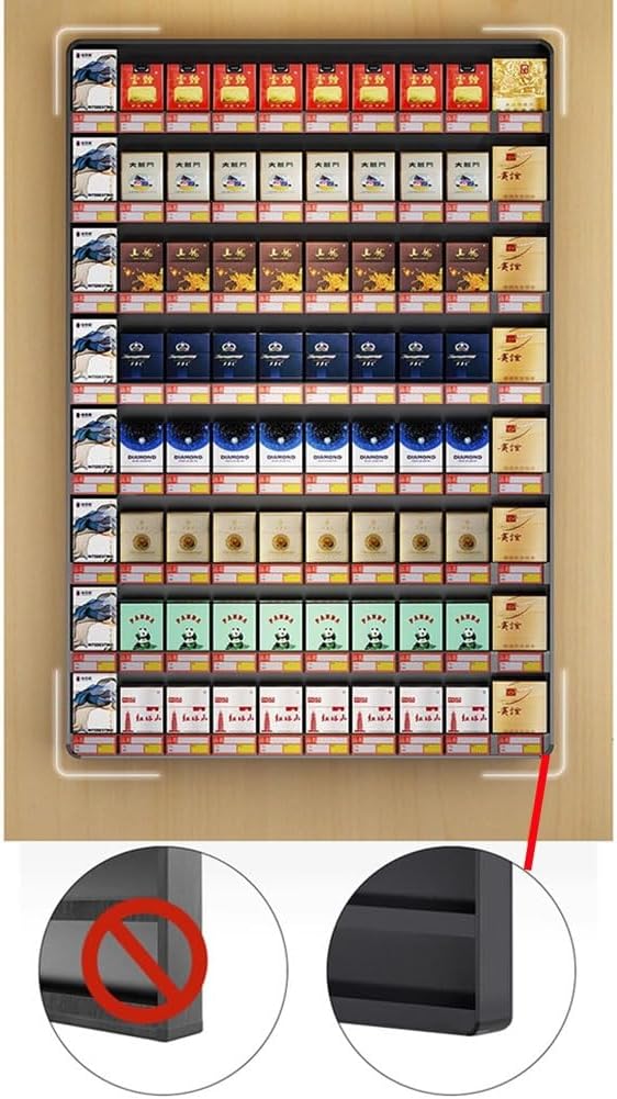 Wall-Mounted Cigarette Display Case - Metal Retail Showcase for Cigar, Small Toys & Collectibles, Perfect Store Organization (70x90x3.2cm) - Ideal for Retail Spaces