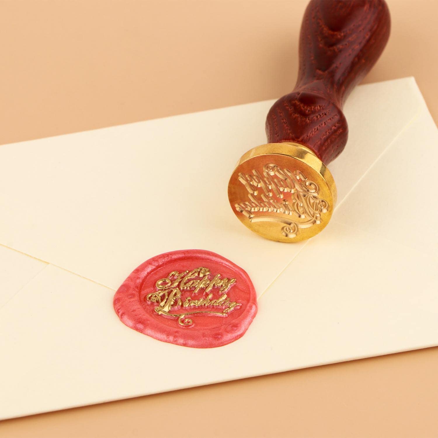 OTCRAFT 3Pcs/Set Best Wishes for You Wax Seal Starter Kit/Wax Seal BundleBrass Head Wooden Handle - Image 4