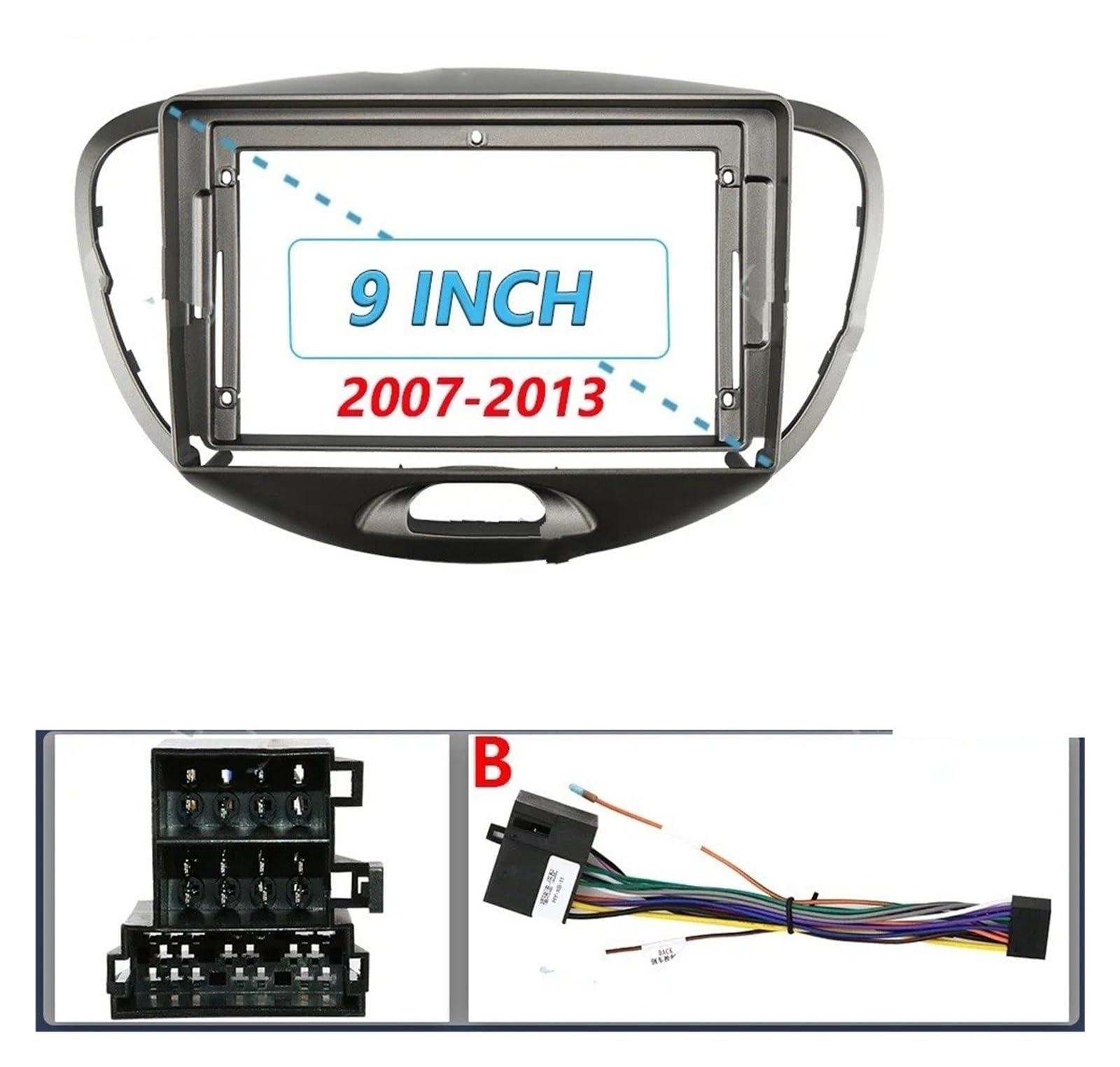 Radio Panel Set Para Hyundai Para I-10 Para I10 2007-2017 Instalación Audio Montaje Tablero Marco Cable 2 Din Coche Fascia Radio Kit Fascia Marco