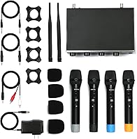 Vista 7 de Sistema de Micrófono Inalámbrico Pro ZERFUN de 4 Canales, Micrófonos de Mano Inalámbricos UHF de Metal para Karaoke y Canto en la Iglesia