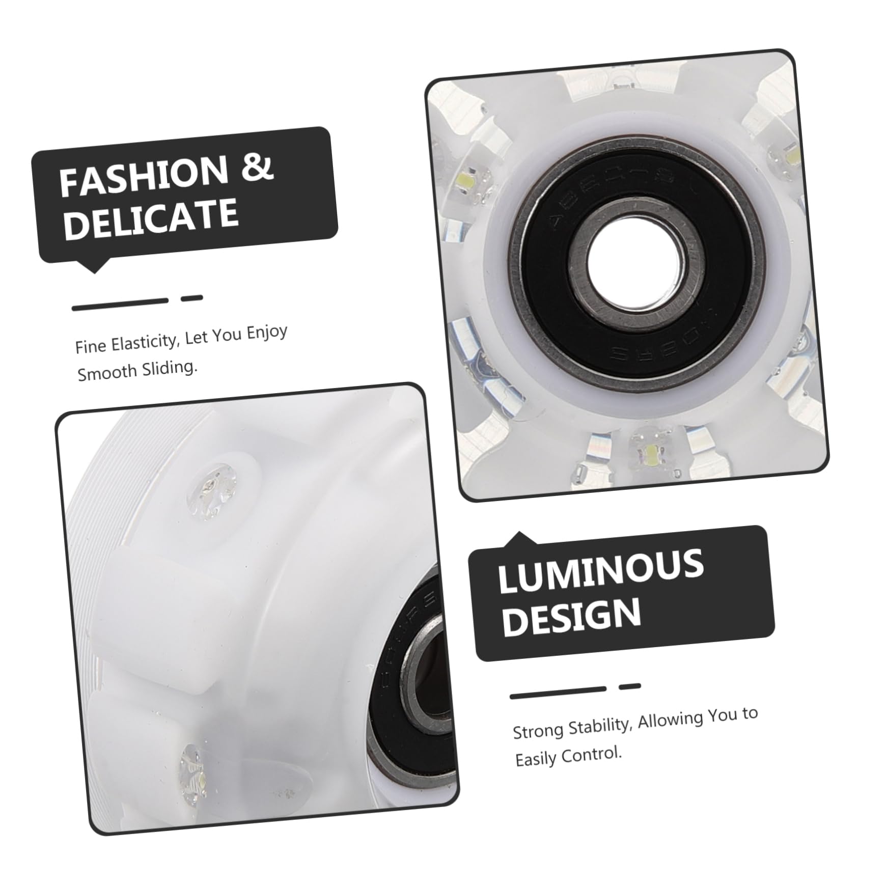 ifundom 1 Set Wear Resistant Roller Skate Wheels Light Up Double Row Design for Outdoor Use Glow Wheels with Easy Installation for Beginners and Professionals
