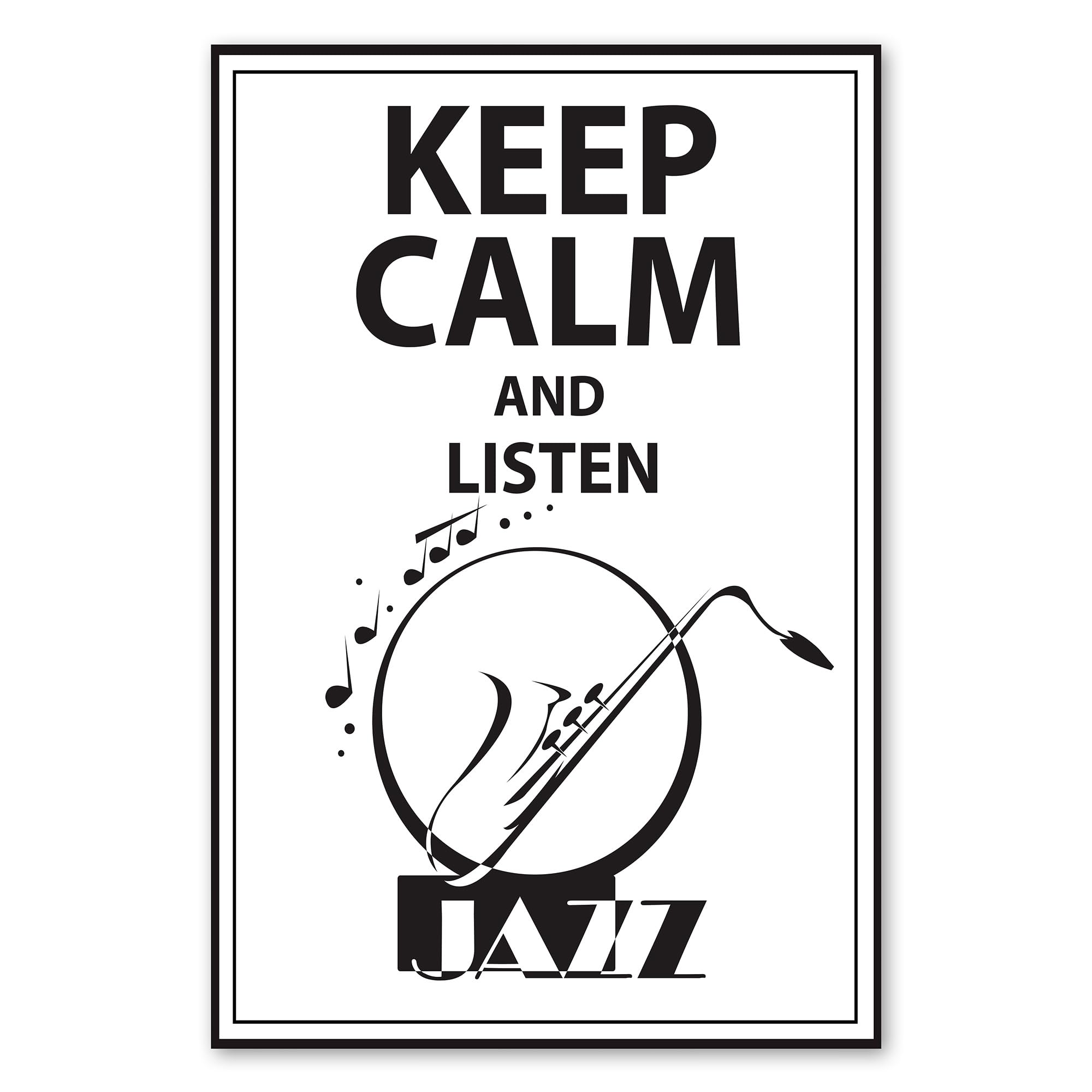 Postereck - 1013 - Poster jazz, Keep Calm musica cartello sassofono - Stampa con Scritta, Decorazione da Parete, Arredamento Interni, Stampa Fotografica - Tela - 100,0 cm x 75,0 cm