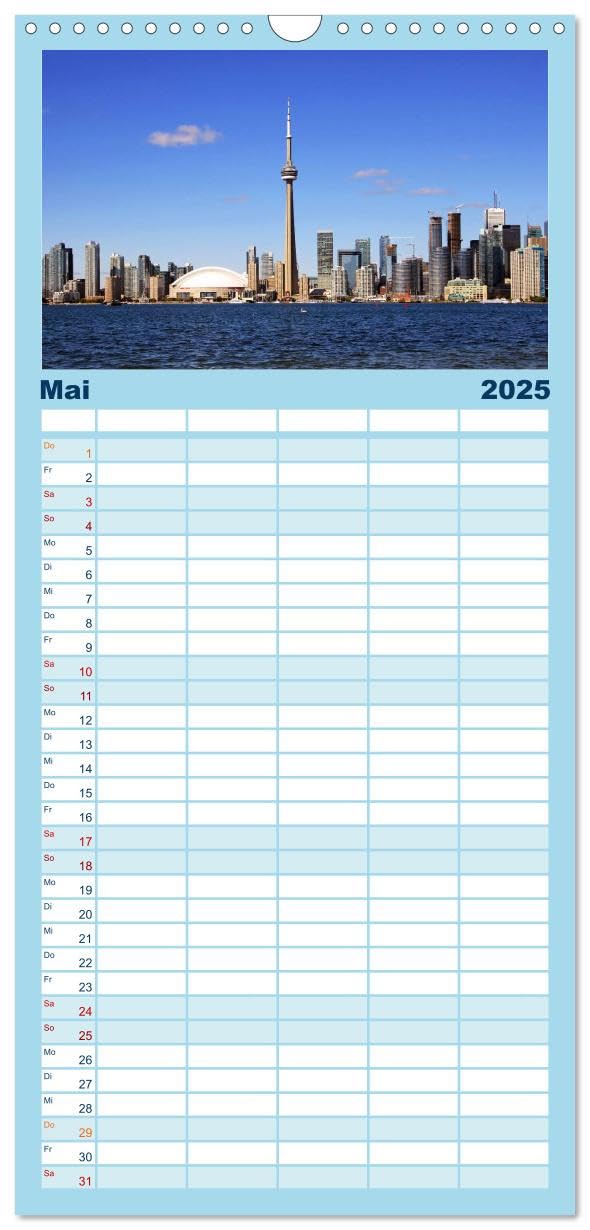 Familienplaner 2025 - Provinzhauptstadt Toronto mit 5 Spalten (Wandkalender, 21 cm x 45 cm), CALVENDO: Stadt am Ontariosee (CALVENDO Orte)