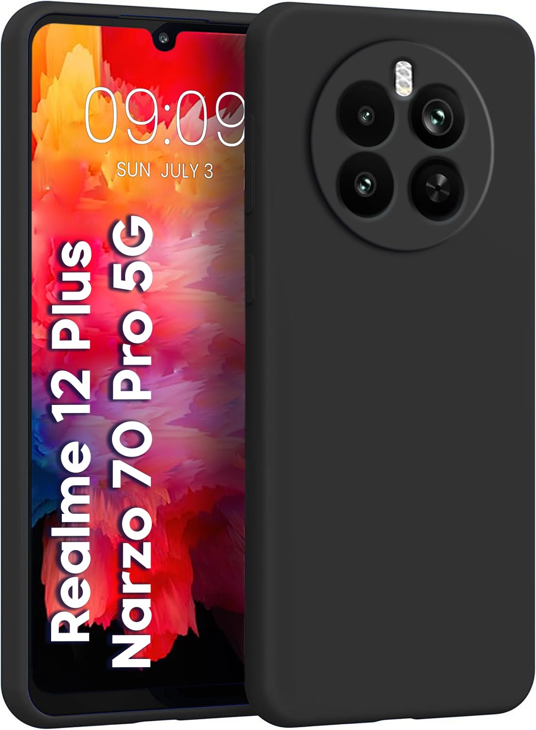 TRUEUPGRADE Compatible with Realme 12 Plus 5G / Realme P1 / Narzo 70 / Narzo 70 Pro Back Cover Case, Liquid Silicone Full Body Protective Cover - Black TRUEUPGRADE Compatible with Realme 12 Plus 5G / Realme P1 / Narzo 70 / Narzo 70 Pro Back Cover Case, Liquid Silicone Full Body Protective Cover - Black