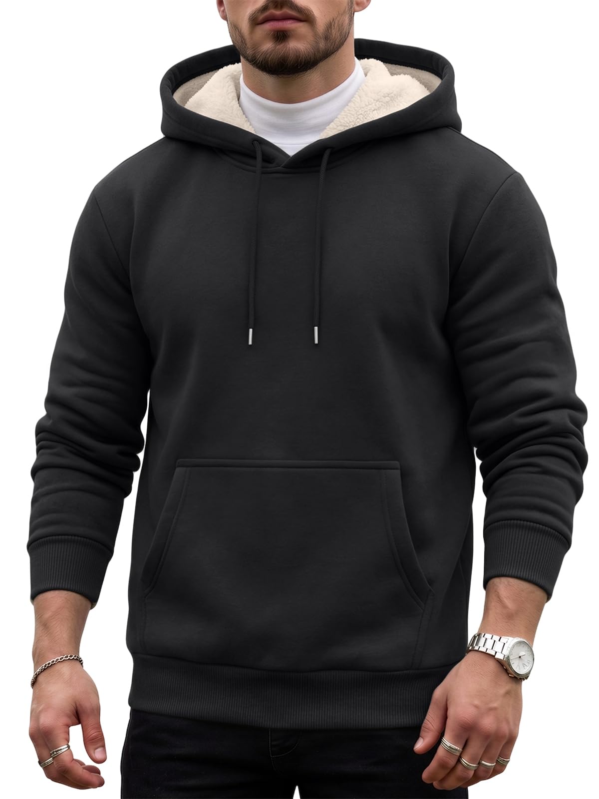 Men's Hoodies Sherpa Fleece Lined Pullover Hooded Sweatshirts