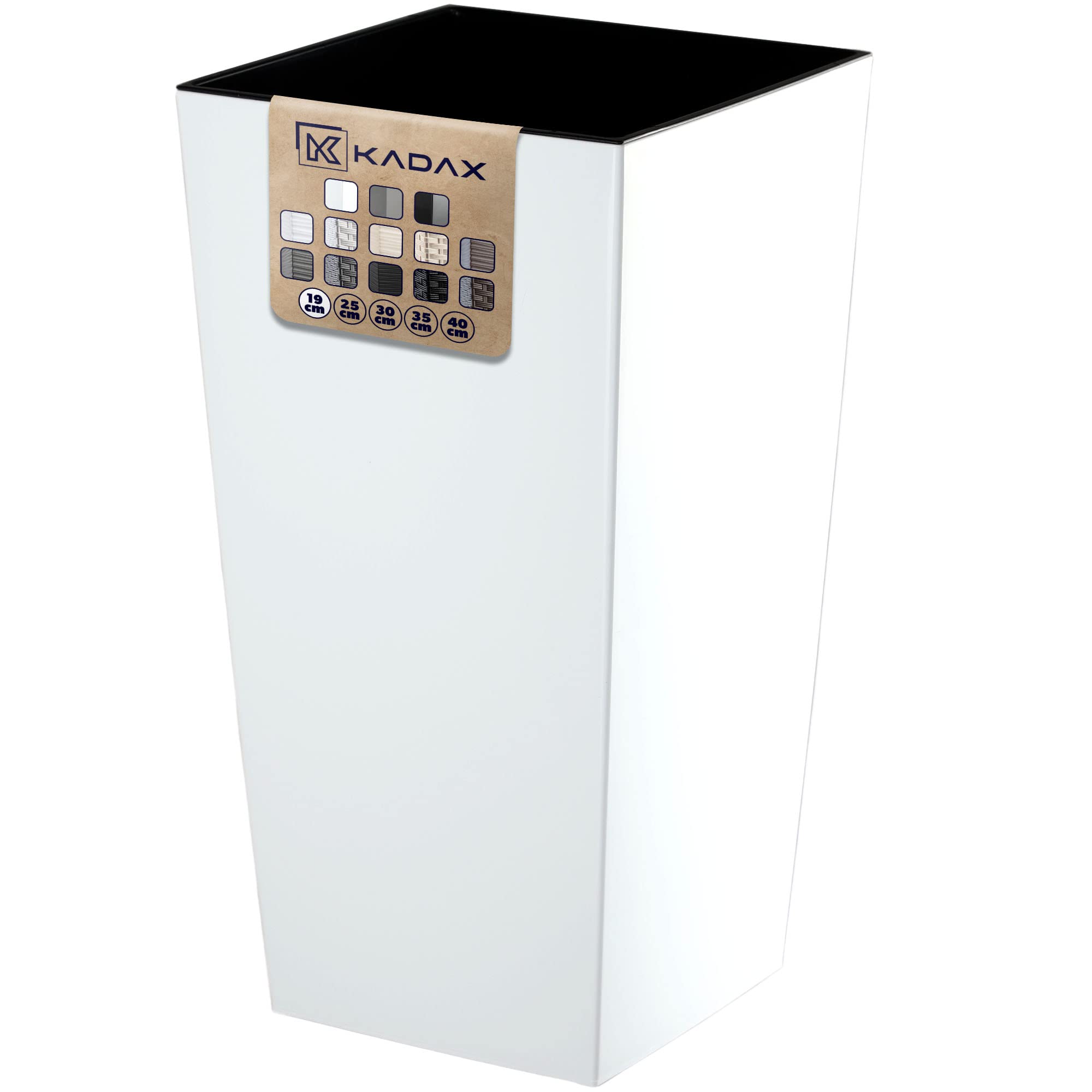 KADAX Macetero Alto de Diseño Moderno para Plantas de Interior y Exterior, Maceta Grande de Plástico, Jardinera Alta (Blanco, Liso, 36 cm)