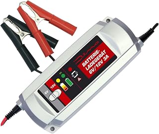 Dino Power Pack Battery Charger 6V and 12V 3A, 3-Stage Battery Charger for Car, Motorcycle, Starter Battery, AGM Lead Acid Gel Cake Standard Maintenance Free Opening