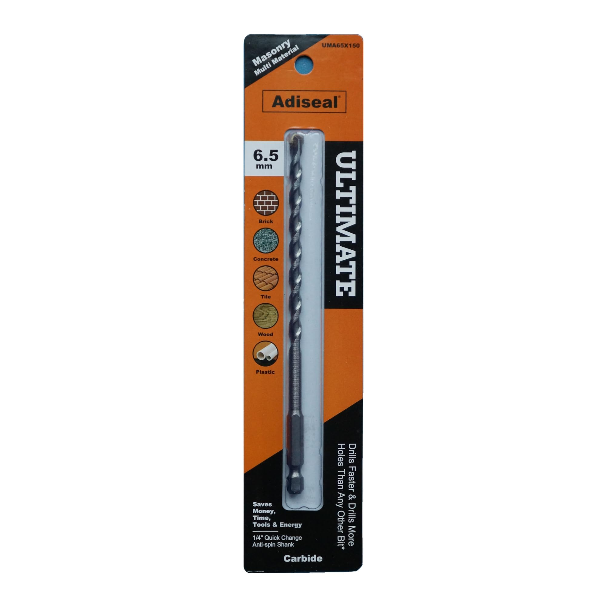 Adiseal Ultimate Masonry Multi-Material Carbide Drill Bit 6.5mm. Drill Faster, Quieter & Safer.