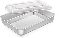 Vista 14 de Onader Molde para hornear de 10⅜ x 8⅛ x 2 pulgadas con tapa, paquete de 2 moldes rectangulares de acero inoxidable para lasaña y pastel, no tóxico