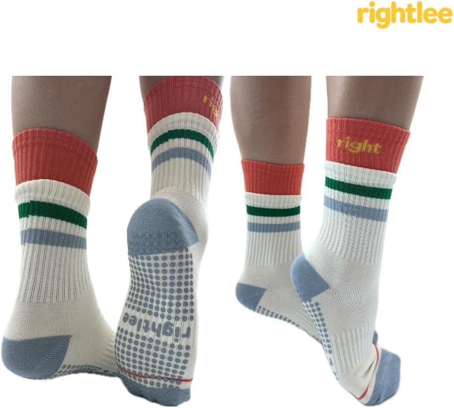 rightlee Stay Right Grip Socks Women’s Two-Tone Non Slip Pilates Barre Socks with Grips – Fits US Size 6-10 - Image 2