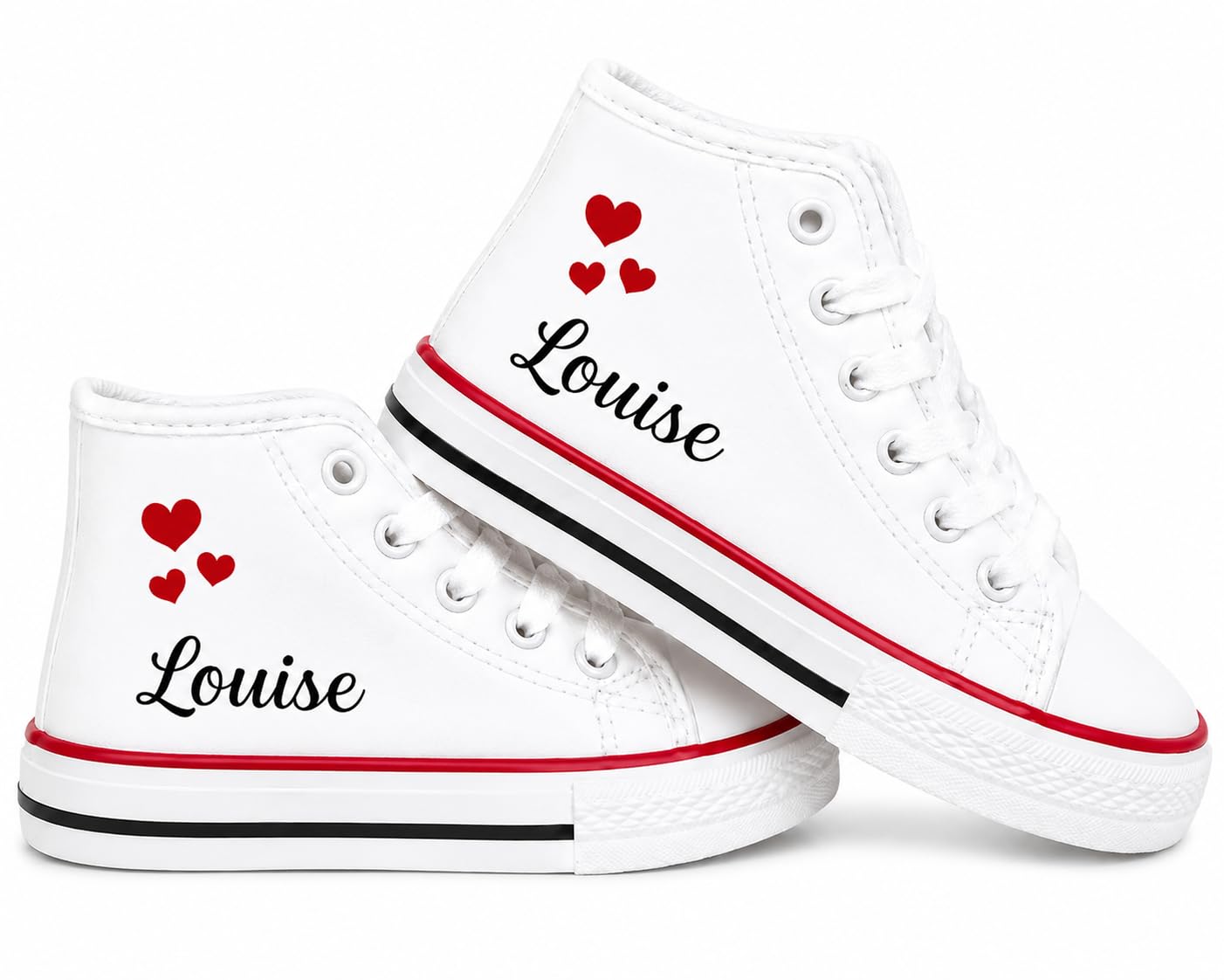 Générique Baskets Personalisées Enfant Fille avec Prénom - Chaussures Montantes en Similicuir- Cadeau Personalisé- Tailles 18 à 35