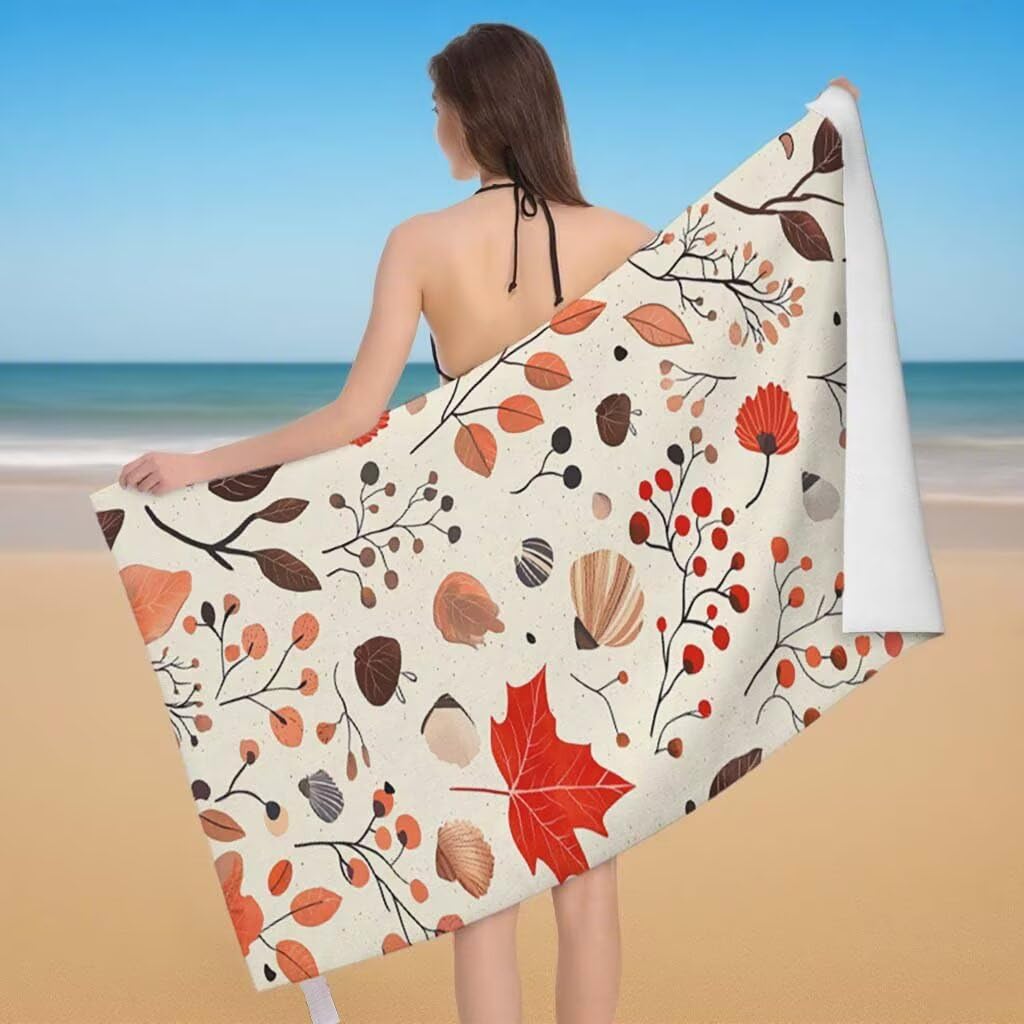 Telo Mare XXL 220x100cm/35x70cm, 2 Set Telo Mare Microfibra Beige Asciugamano Palestra Uomo, Antisabbia, Leggero, Asciugatura Rapida, Teli da Spiaggia Grandi Accessori per Camping Natation Yoga D-82