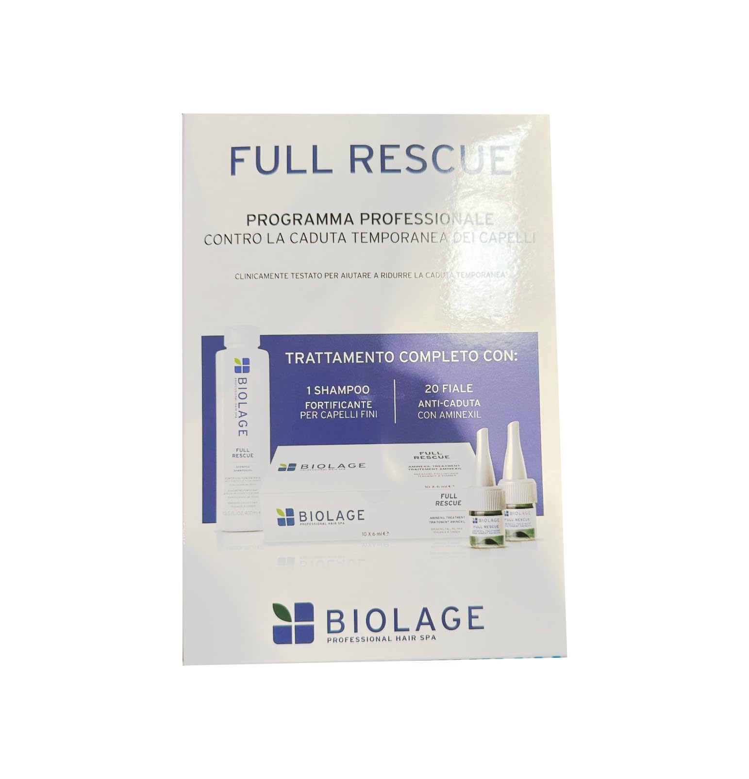 Biolage Cofanetto Full Rescue Trattamento Anti-Caduta | shampoo 400ml + Fiale per Capelli 6 x 20 fiale