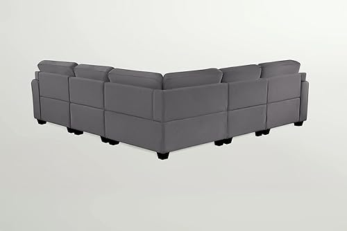 Miniatura 4 de Legend Vansen Sofá reversible en forma de U del módulo de combinación flexible de la tela para la sala de estar, seccional gris oscuro