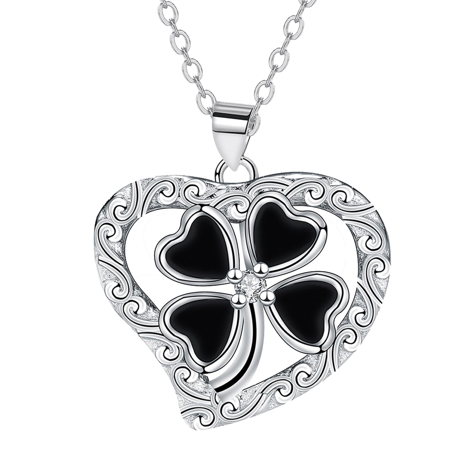 Micory Collar de Trébol Plata de Ley 925 Collar,Joyas para Mujer，Navidad Día de San Valentín Regalo de Cumpleaños