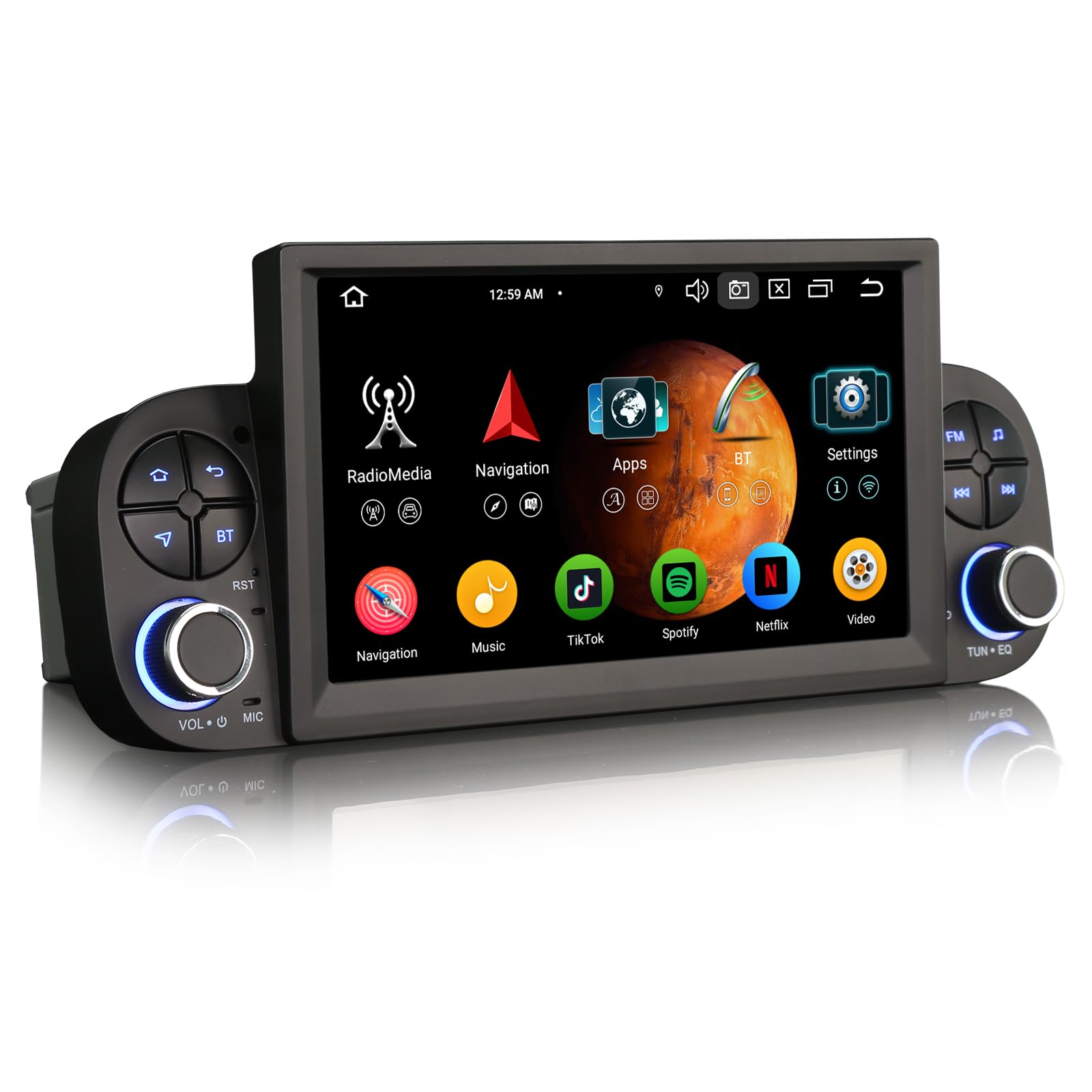 Erisin 7 pollici 8-Core 4GB+64GB Android 14 Autoradio Bluetooth GPS Navigatore per Fiat Panda 2013-2020 Supporto CarPlay Senza fili Android Auto WiFi 4G DSP DAB+ USB FM OBD2 Canbus Schermo tattile IPS