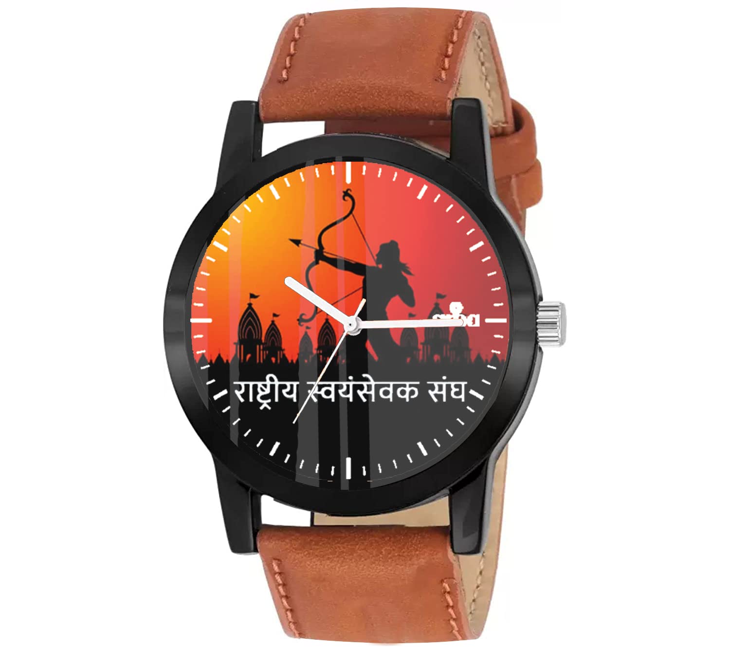 AROA Watch New Watch for Jai Shree Ram RSS Model : 659 Black Metal Type Analog Black Strap Watch Orange Dial for Men Stylish Watch for Boys (B0C6QM8NXT) Amazon Price History, Amazon Price Tracker
