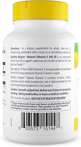 Miniatura 3 de Healthy Origins Vitamina E  400 LU Natural Mixto Toco Gels 90 unidades