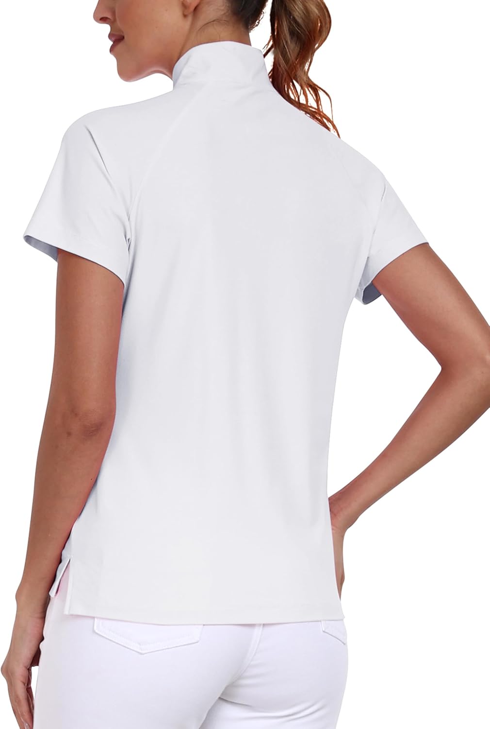 MoFiz Women's Golf Polo Shirt UPF 50+ Sun Protection Quick-Dry Short Sleeve T-Shirt 1/4 Zip Collared Athletic Tennis Tops - Image 4