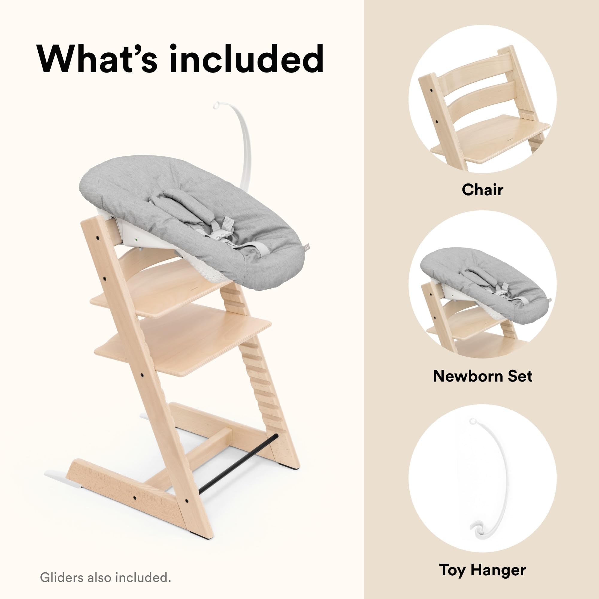 Stokke Tripp Trapp Sedia Naturale Newborn Set Grigio per Neonati fino a 9 kg