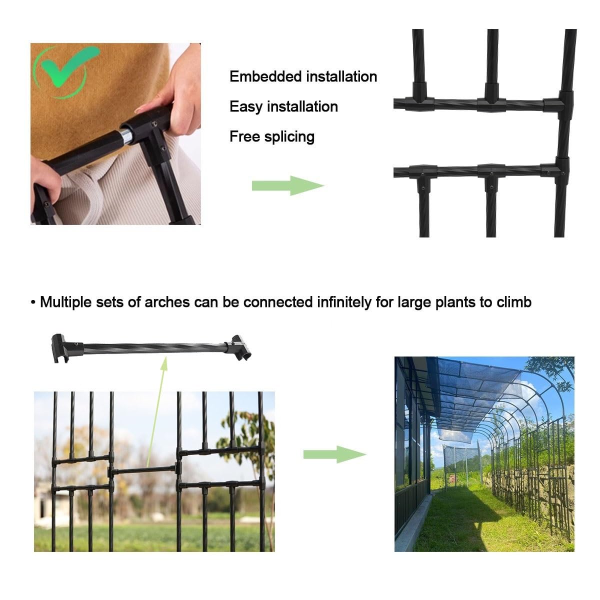 Metalowy łuk ogrodowy do roślin pnących, 240 x 270 cm, pergola zewnętrzna, wsparcie róż, stabilna kratka do winorośli, dekoracyjna altana do ścieżki ogrodowej i podwórka
