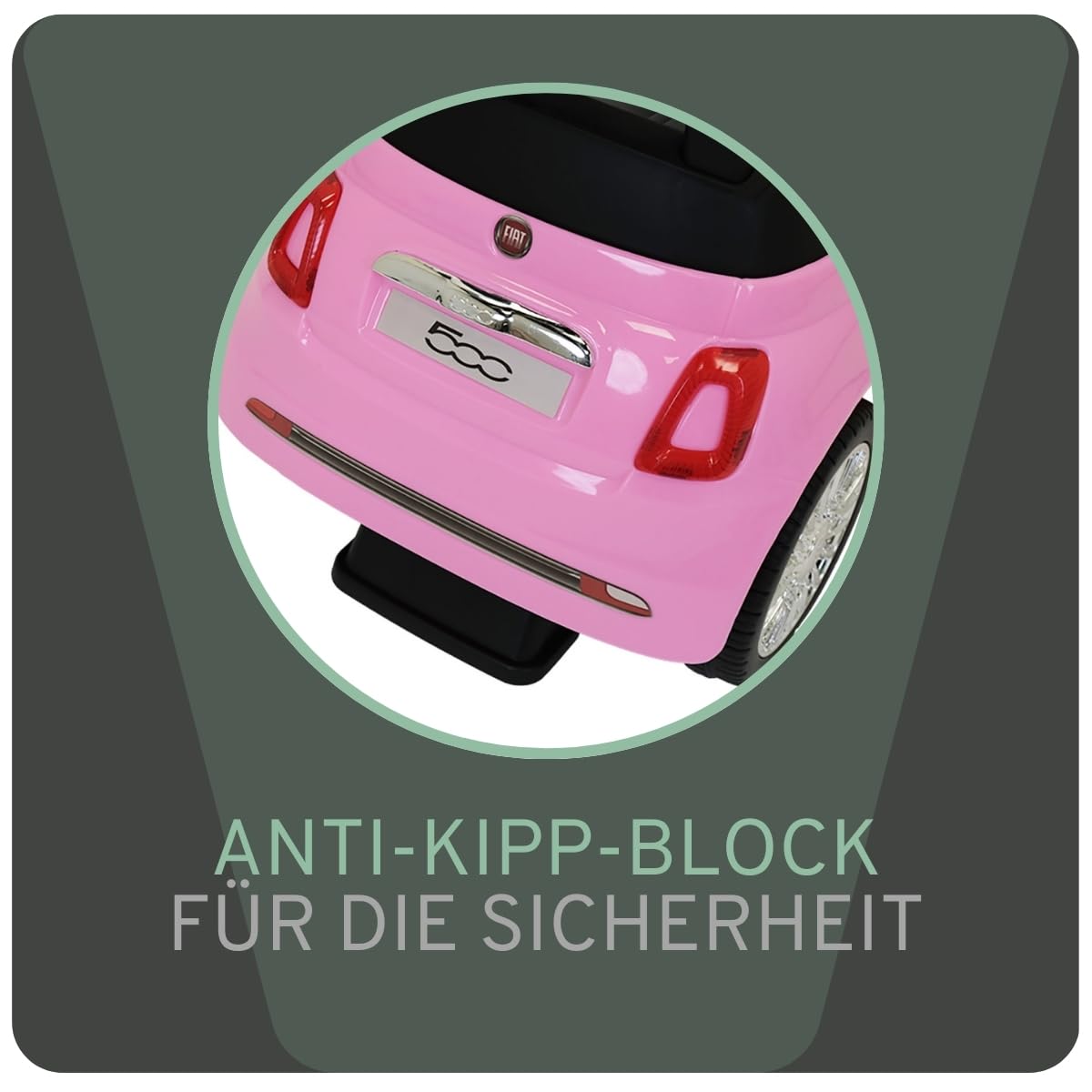 Bandits & Angels Rutschauto FIAT 500 Retro Pink ab 1 Jahr für Mädchen – Rosa Rutschauto für Kinder – mit Hupe – für drinnen und draußen
