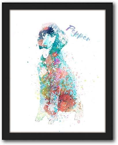 Vista 45 de Regalo personalizado para perros y amantes de los perros. Estilo acuarela. (lienzo enmarcado de 20 x 25 pulgadas, Golden Retriever)